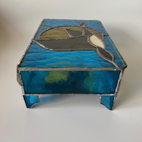 Tiffany Style Stained Glass Jewelry or Trinket Box Vintage - Picture 5 of 8